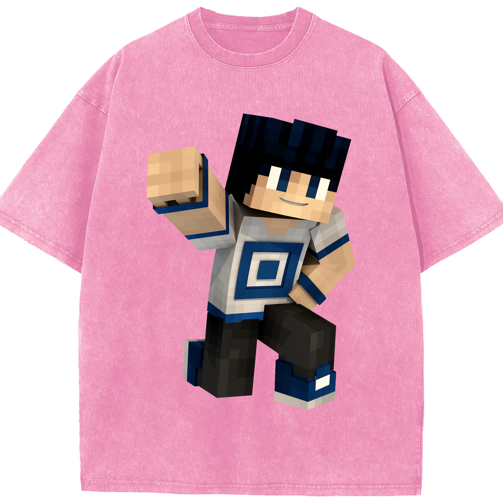 （画像用） マインクラフト ブロックの世界 Minecraft MC Block world 綿100% ヴィンテージ風 半袖Tシャツ（フロントプリント）